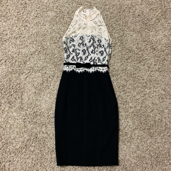 Karen Millen Ivory Lace Black Shift dress S - Picture 3 of 8